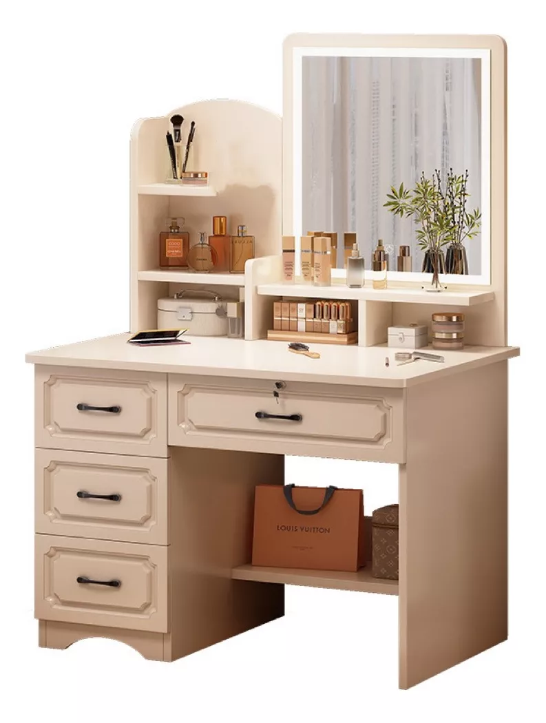 Tocador Moderno Multifunci&oacute;n Mueble Espejo Cuadrado Pupitre