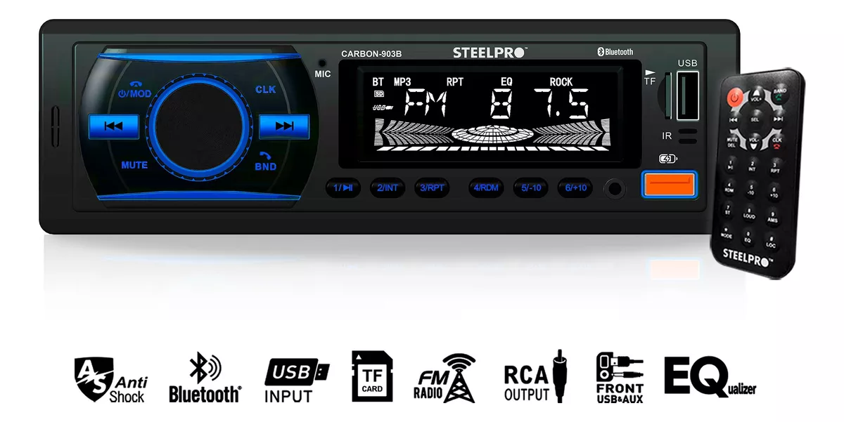kit Autoestereo Steelpro Bluetooth Y Bocinas 6x9 Bocinas 6.5