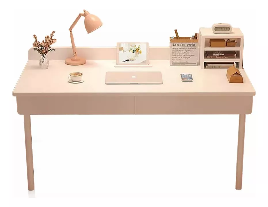 Mesa De Escritorio Moderna Mesa De Trabajo Con 2 Cajones 120*50*75cm