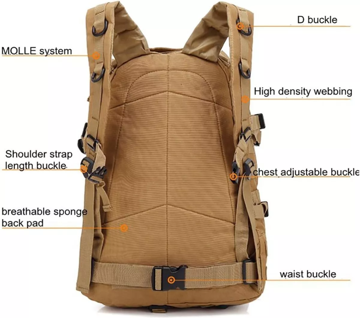 Mochila Táctica Grande 40l De Uso Rudo Impermeable Militar