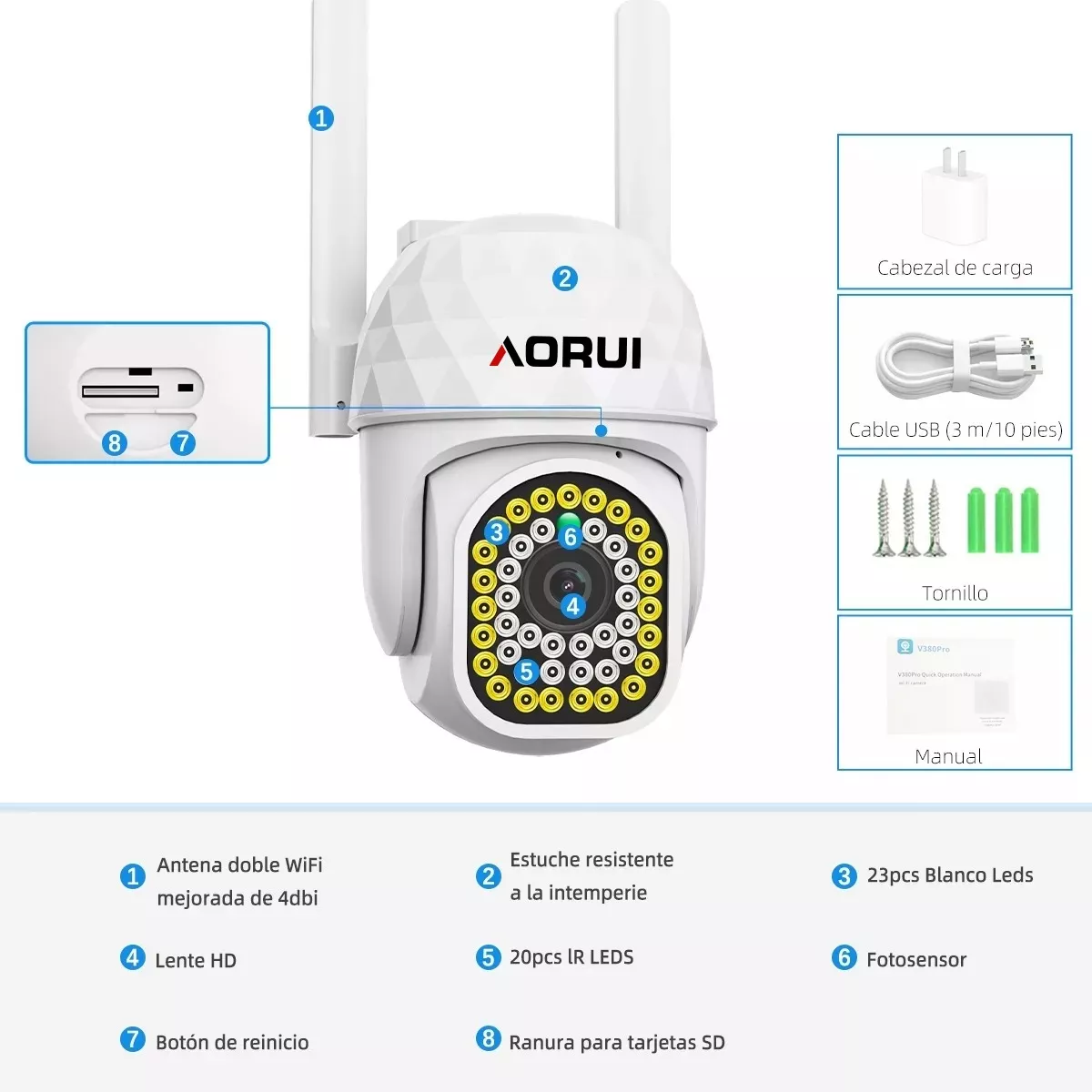 2pcs Cámara De Seguridad Hd Wifi De Visión Nocturna Alarma