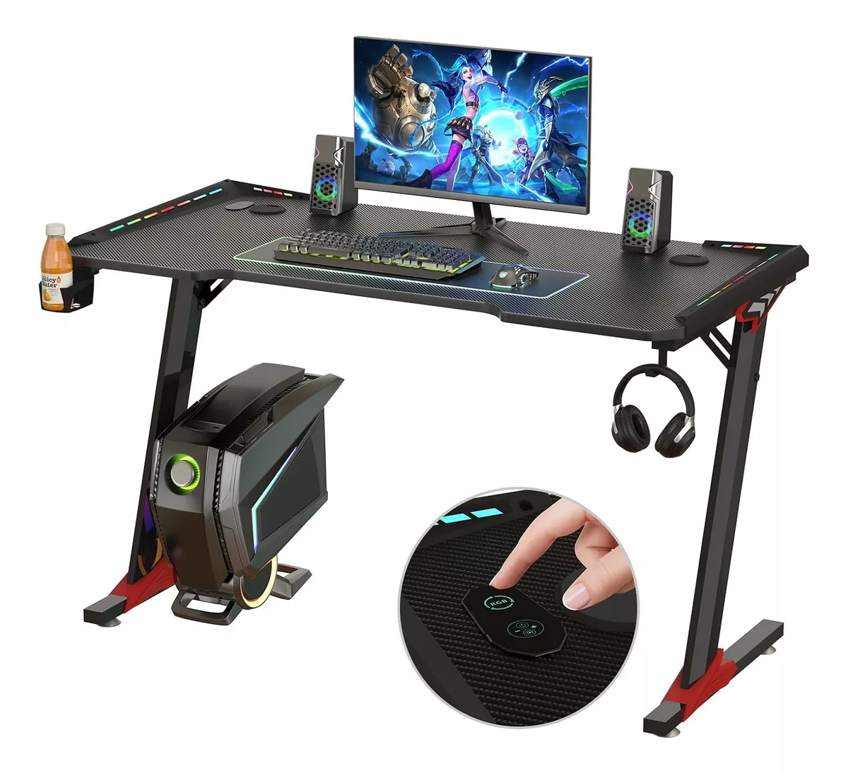 Escritorio Gamer Para Computadora Escritorio Luz Rgb 100cm