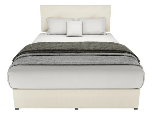 Recamara Cama Cabecera Urban Matrimonial Madera Tapiz Beige