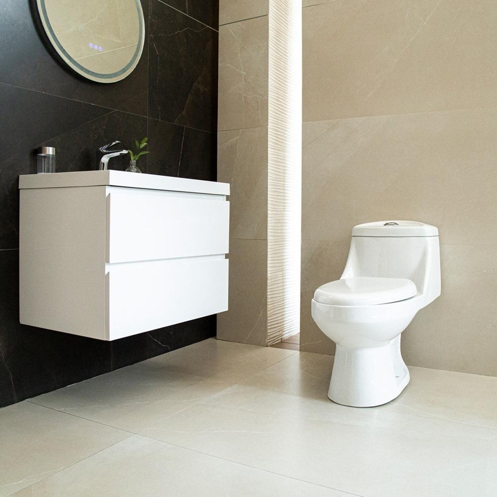 SANITARIO ZEUS 1 PIEZA ALARGADO 3.8 Y 4.8 LTS BLANCO