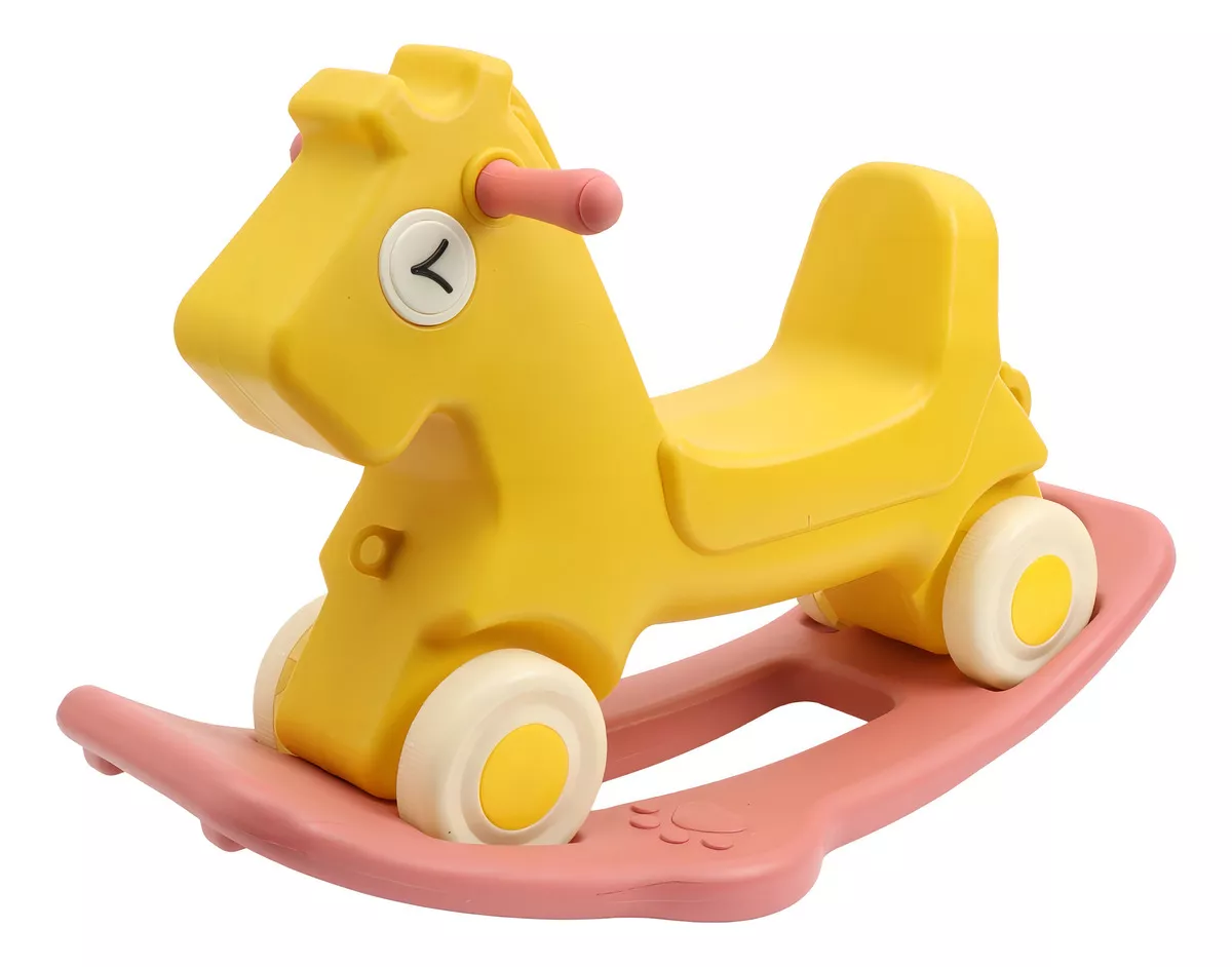 Caballito Mecedora 2 En 1 para Ni&ntilde;os Peque&ntilde;os Carrito Montable Musical color Amarillo