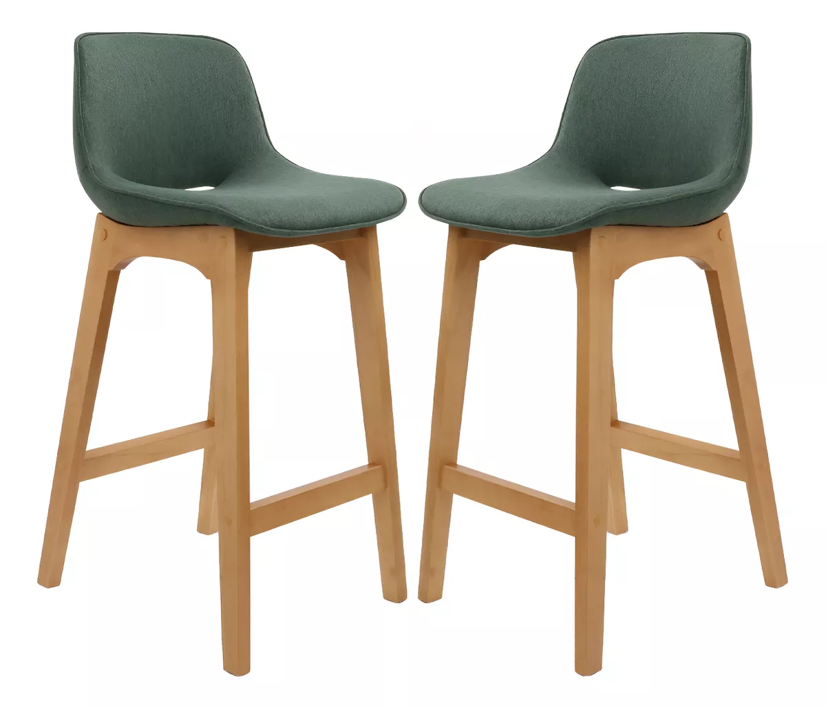 Silla De Bar Con Reposapies Dise&ntilde;o Ergonomico De Madera 2 Pz