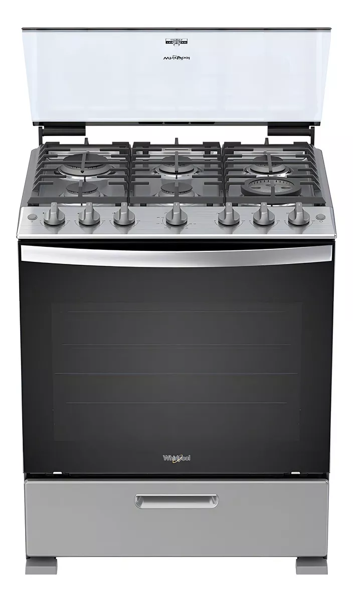 Estufa Xpert Flamma Al Piso Whirlpool 6 Quemadores color Gris