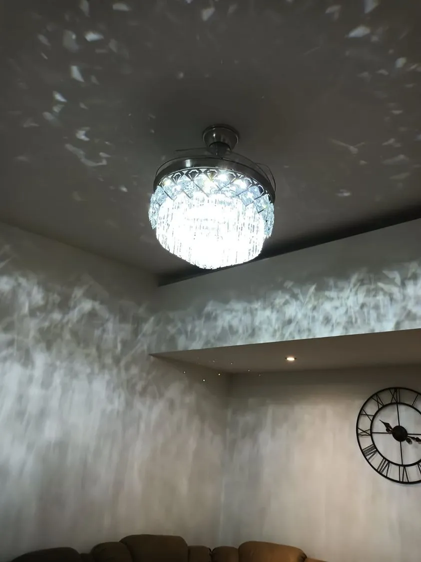 Candil Led Ventilador Plegable C/cristaler&iacute;a Atla C/control