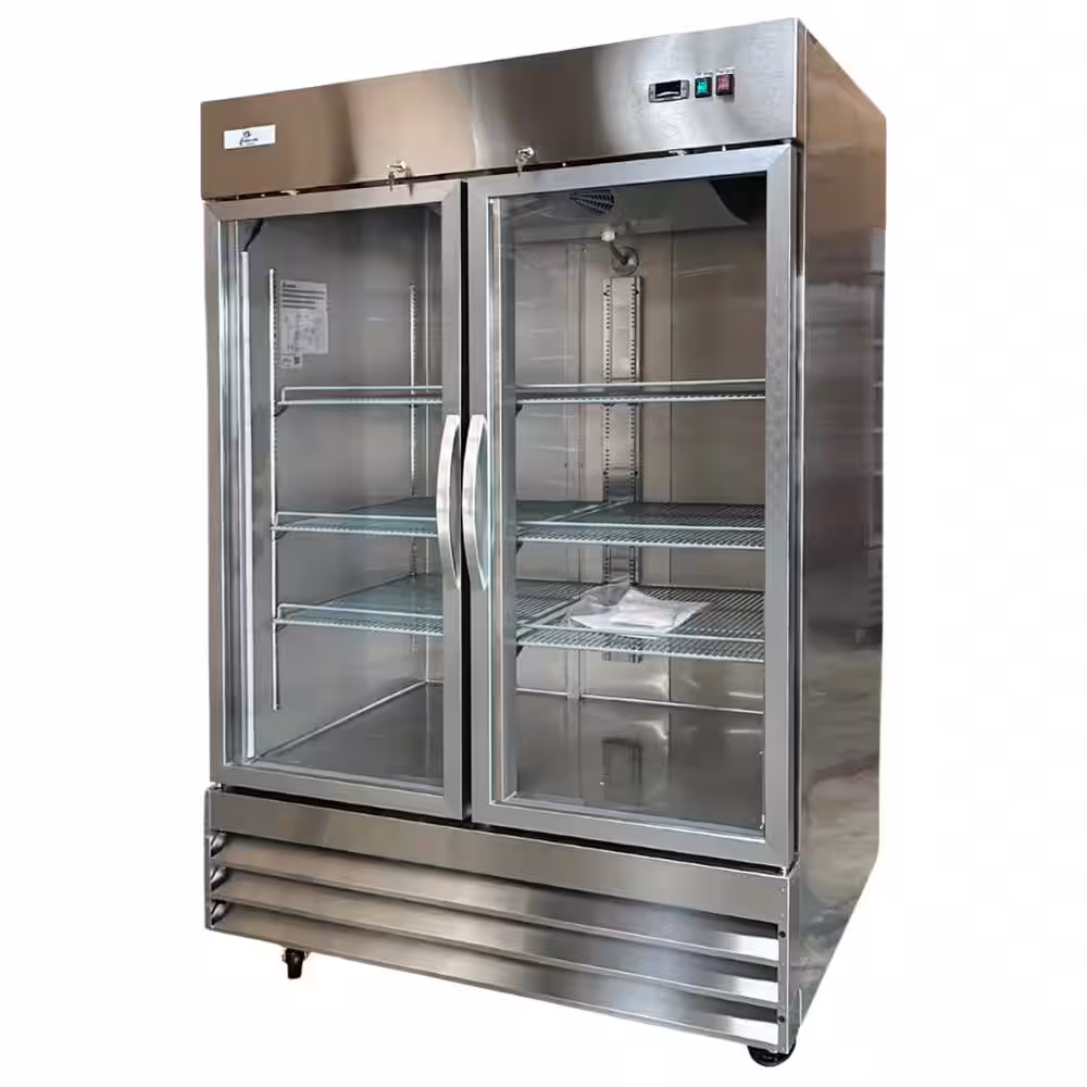 Cooler Depot 47 cu. ft. 2 Glass Door Refrigerator Display Reach-In Upright Commercial Merchandiser in acero inoxidable cfd2gss