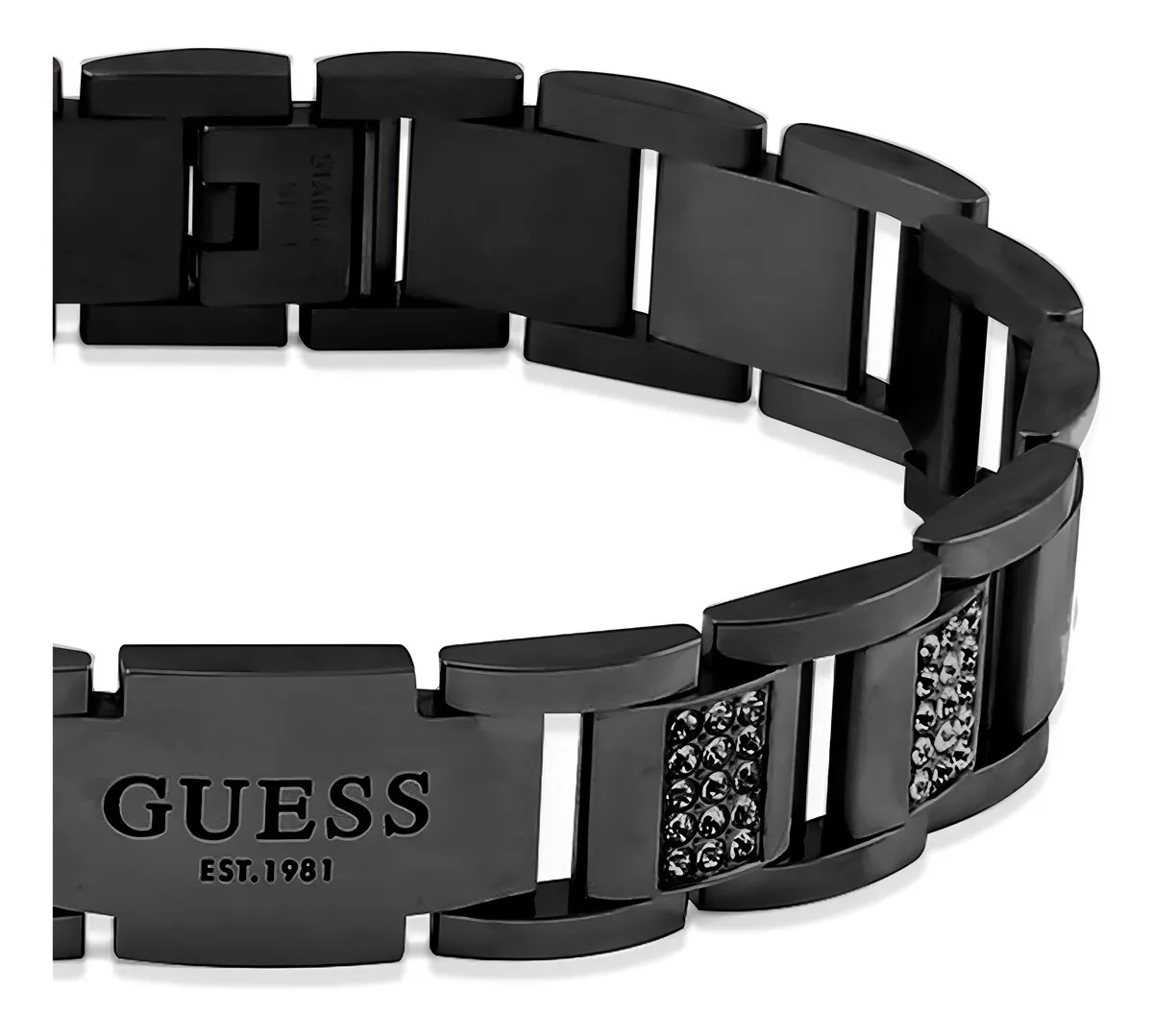 Pulsera Para Hombre Guess Frontiers Negro Metalíco Jumb0134 Diámetro 8 cm Largo 20 cm