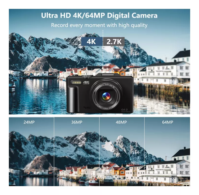 Cámara Digital 4k Cámara Digital De 3 Pulgadas Y 180° Para F