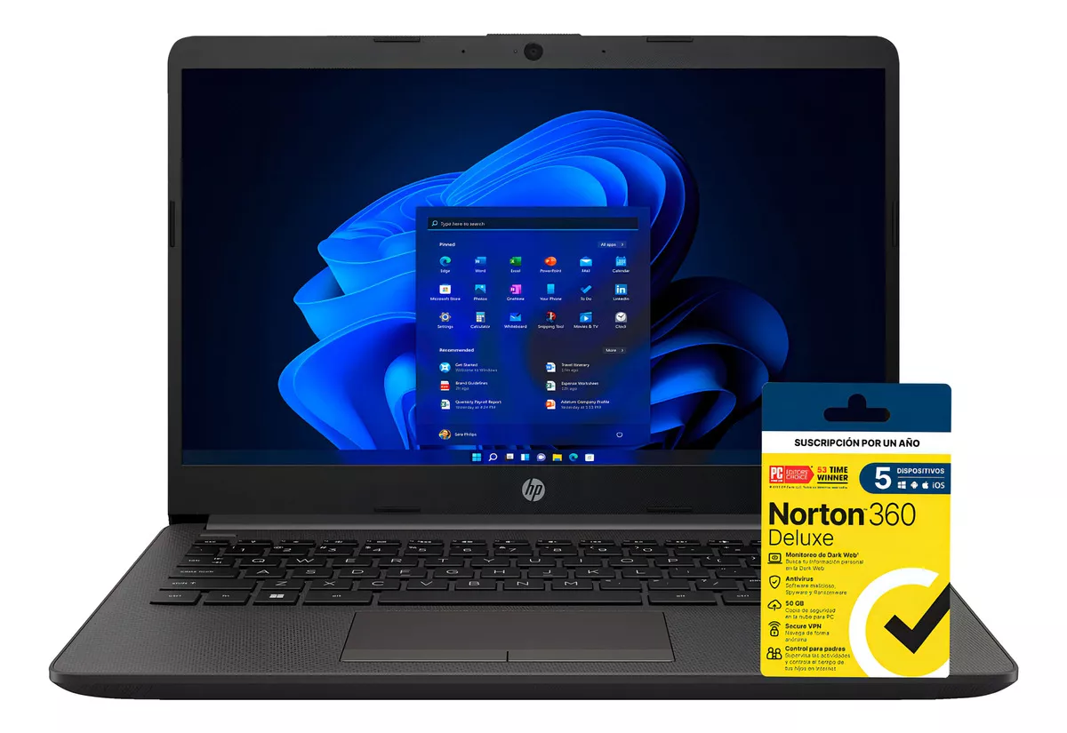 Laptop Hp 240 G9 Intel Core I3 1215u 512gb Ssd 16gb Ram 1366x768px Windows 11 + Antivirus Norton 360