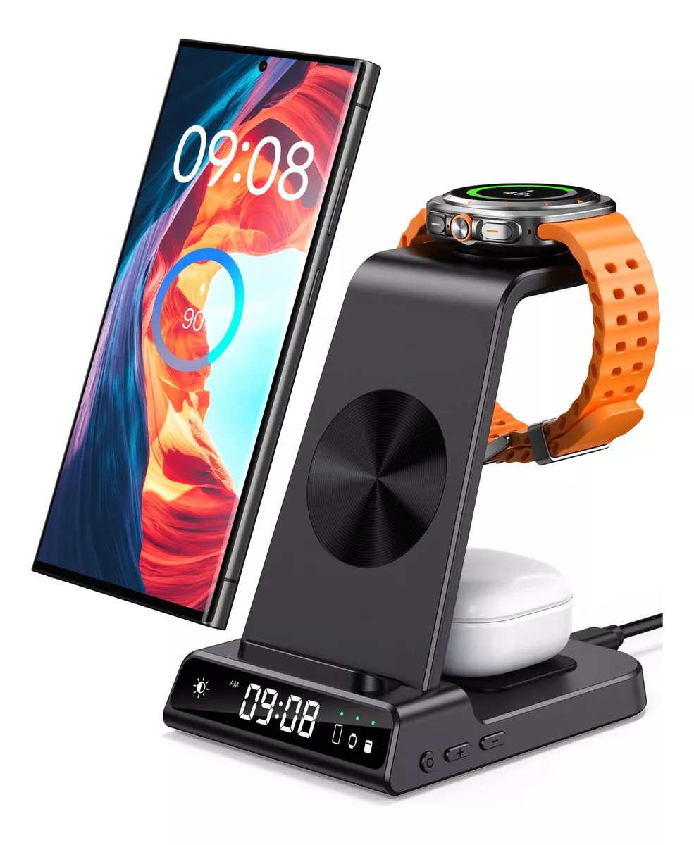 Cargador Inal&aacute;mbrico 3 En 1 Para Samsung S24/reloj 7/buds
