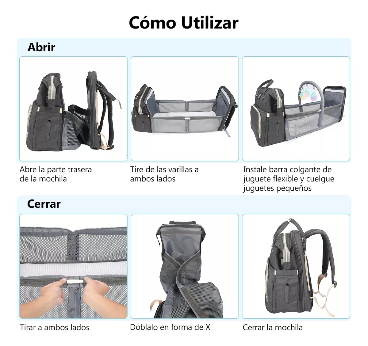 Pañalera Mochila Impermeable Usb Cargo Mosquitero Y Juguete