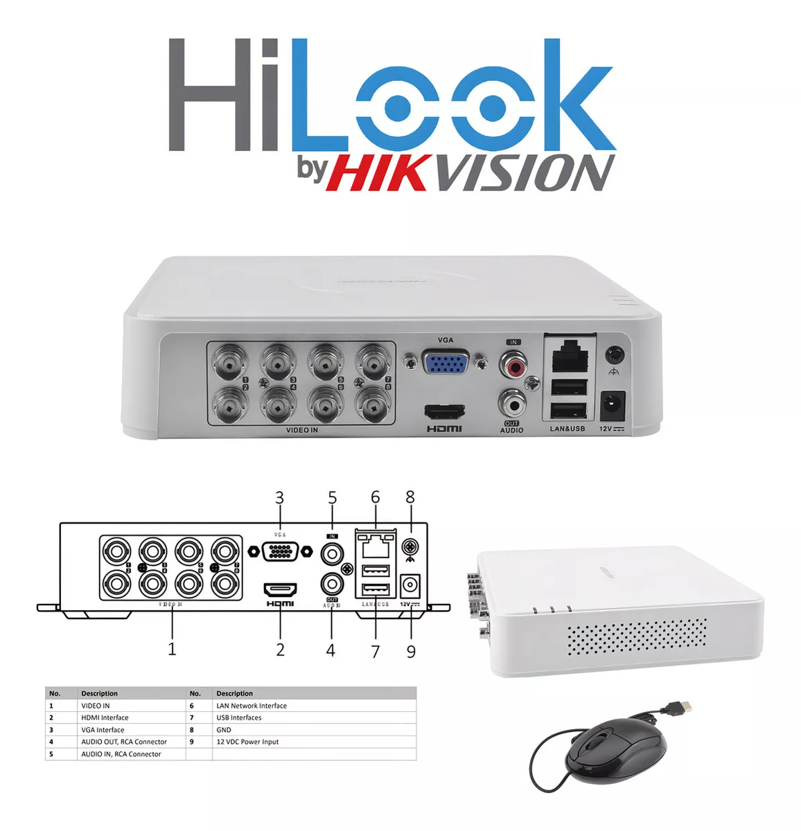 kit Circuito Cerrado Hilook Dvr 8 Canales 6 Camaras 1080 Full Hd Thc-b120-pc Videobaluns + Disco Duro 1tb
