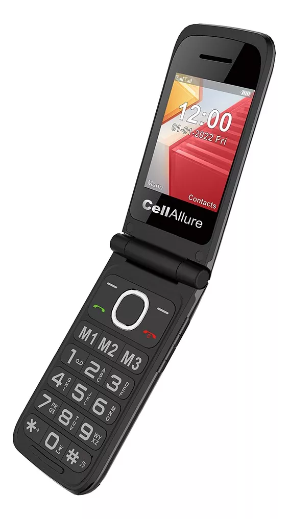 Cellallure | Tel&eacute;fono M&oacute;vil Flip Para Adultos Mayores Bienestar, Con Bot&oacute;n Sos, Resistente, Simple, Volumen Alto Y Teclas Grandes. color Negro
