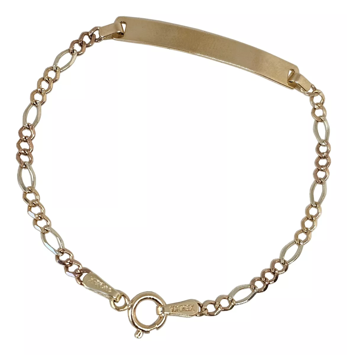 Esclava Pulsera De Ni&ntilde;o Oro 10k Tejido Figaro 14cm 2mm