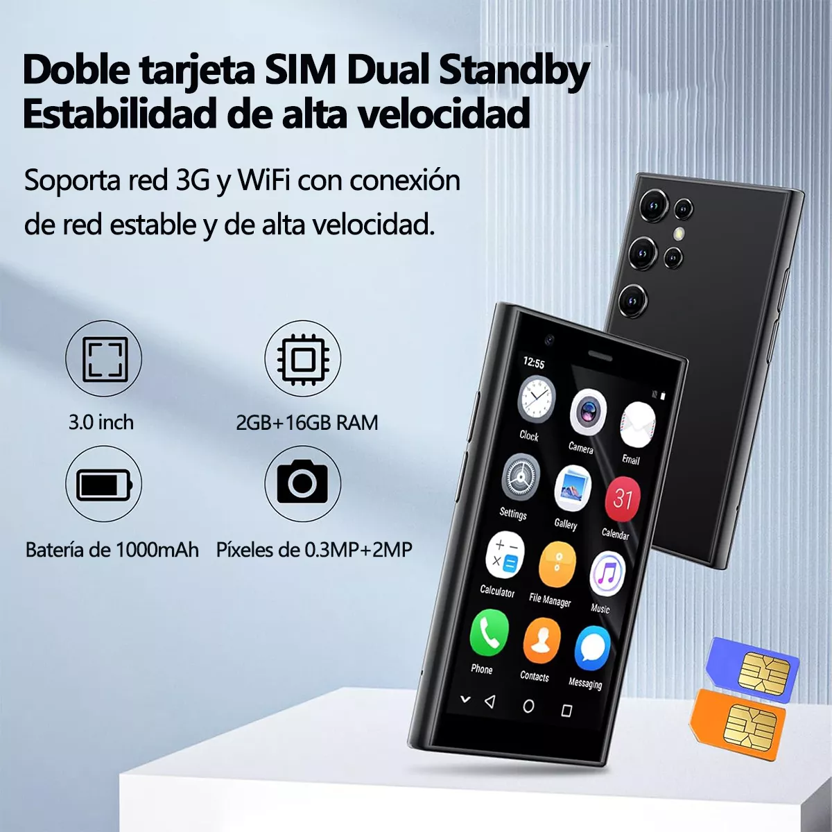 Soyes S23pro Mini smartphone 3.0 Pulgadas Cuatro Núcleos 2gb Ram 16gb Rom 3g Wcdma Android 8.1 Estudiante Bolsillo Celular Wifi Gps Android Teléfonos