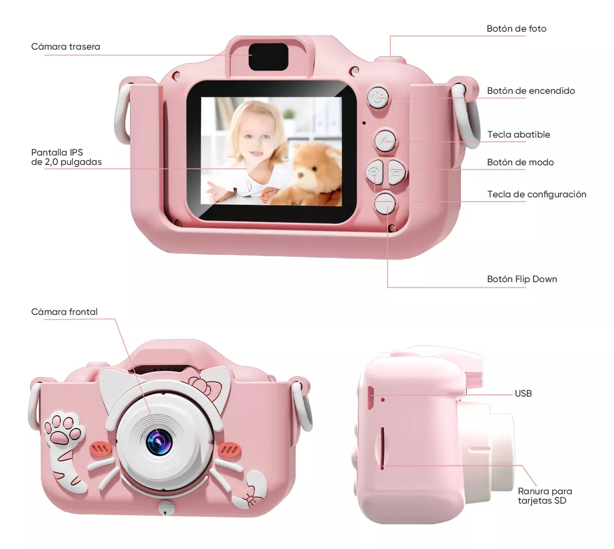 Cámara Digital Para Niños Video Regalo Jueguete C/tarjeta Sd