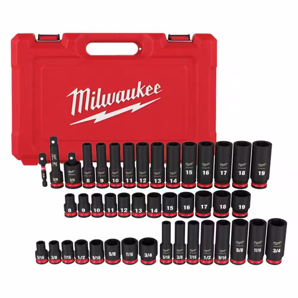 Milwaukee SHOCKWAVE 3/8 in. Drive SAE y Metric 6 Point Impact Socket Set (43-Piece) 49-66-7009