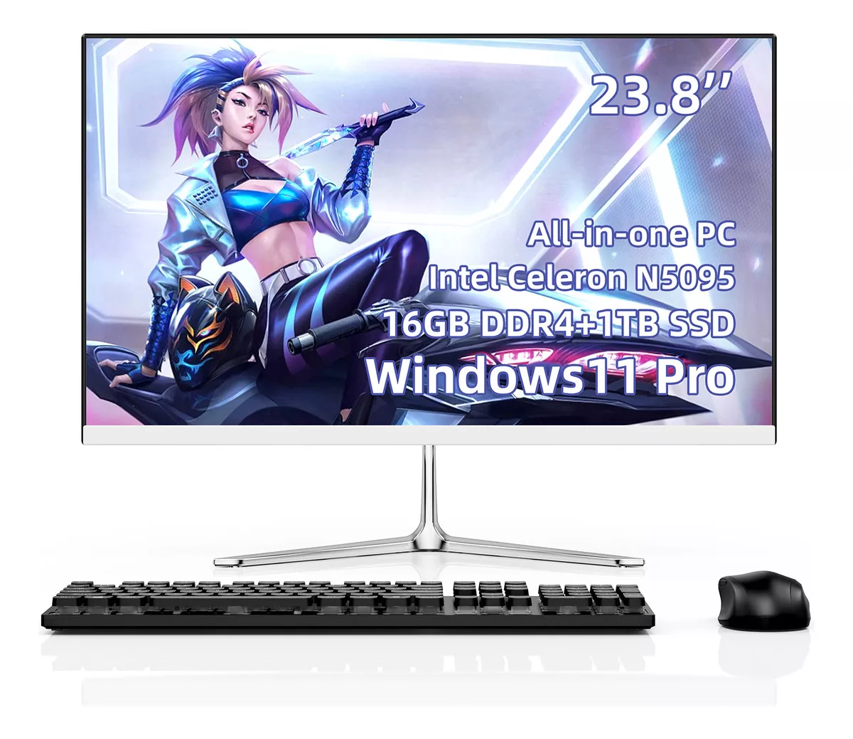 BYONE Pc Todo En Uno 23.8 Windows11 Intel N5095 De 16gb + 1t Ssd