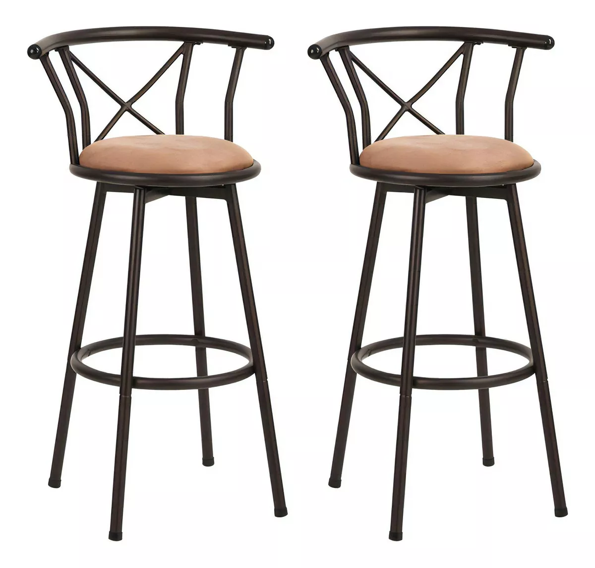 2 Taburetes De Bar Giratorios De Metal Retro color Marrón