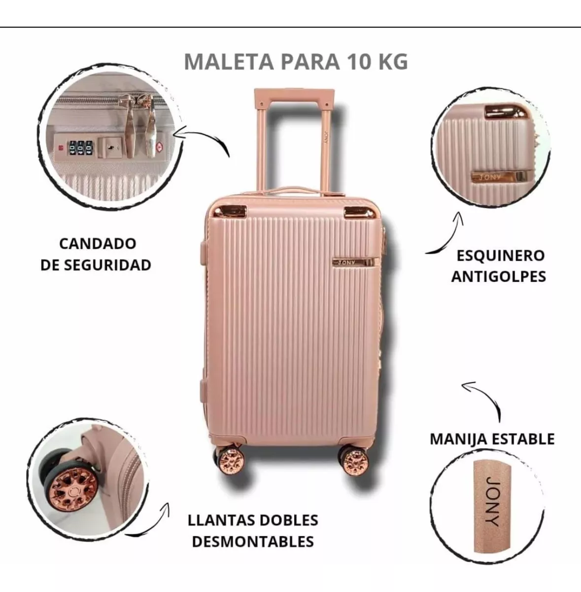 Maleta De Mano Para 10 Kg Sin Documentar Llantas Desmontable
