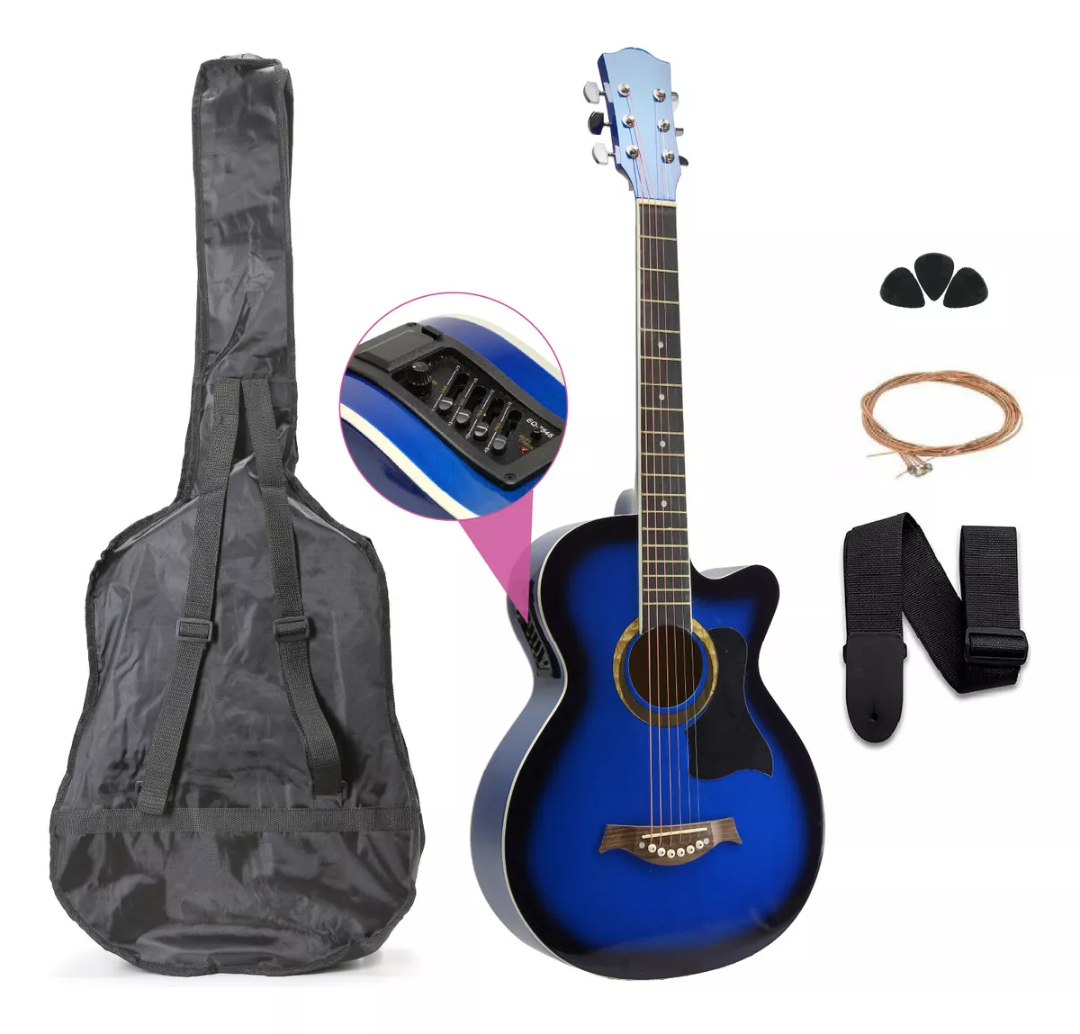 Guitarra Electroacústica Femmto EAG003 Para Diestros Azul Arce Brillante