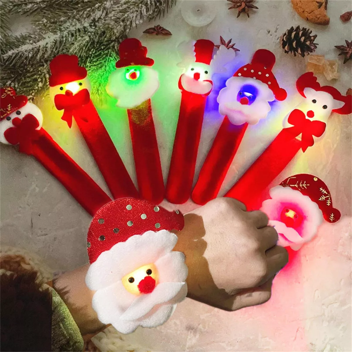 Juguetes Navideños, 12 Alces De Papá Noel Y Pulseras Luminos