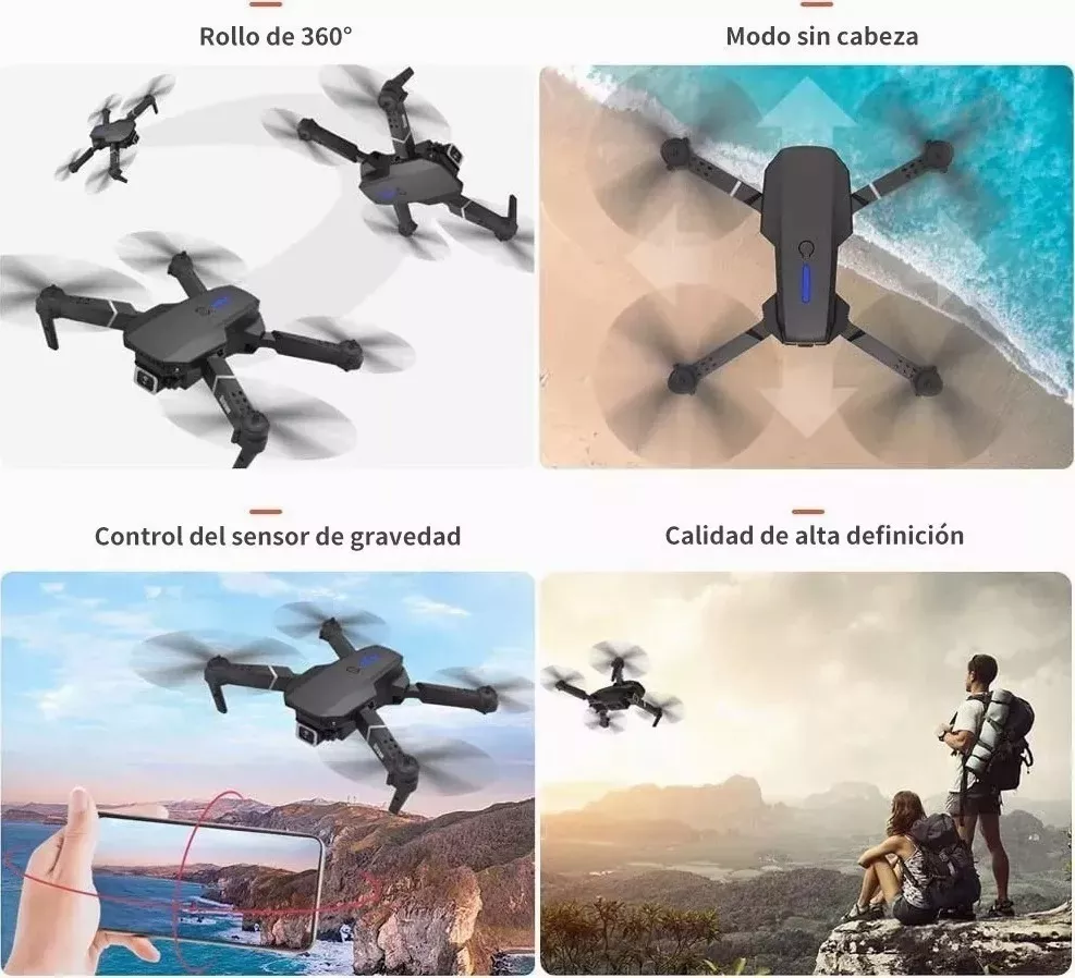 Rc Drone Con Cámara 4k Quadcopter + 2 Batería