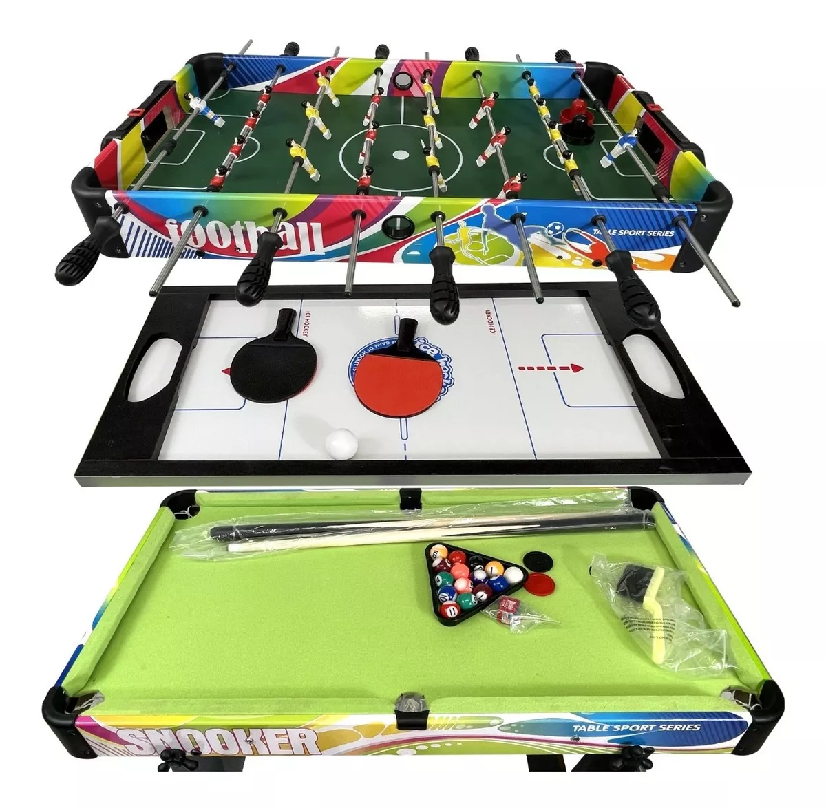 Mesa Multijuegos 4 En 1 Billar Futbolito Ping Pong Hockey