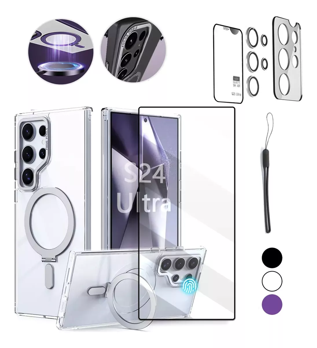 Funda Magn&eacute;tico S24 Ultra + kit Mica Pantalla Mica C&aacute;mara Hd