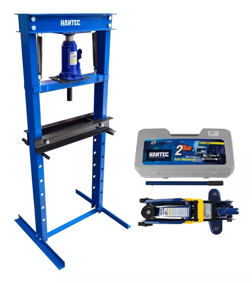 Prensa Hidráulica 12 Ton + Gato Hidráulico 2 Ton Con Estuche