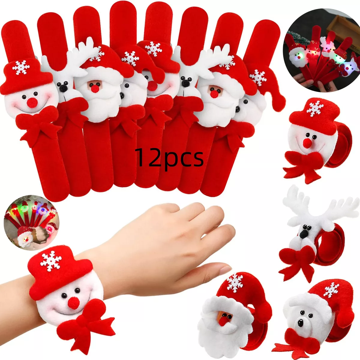 Juguetes Navideños, 12 Alces De Papá Noel Y Pulseras Luminos