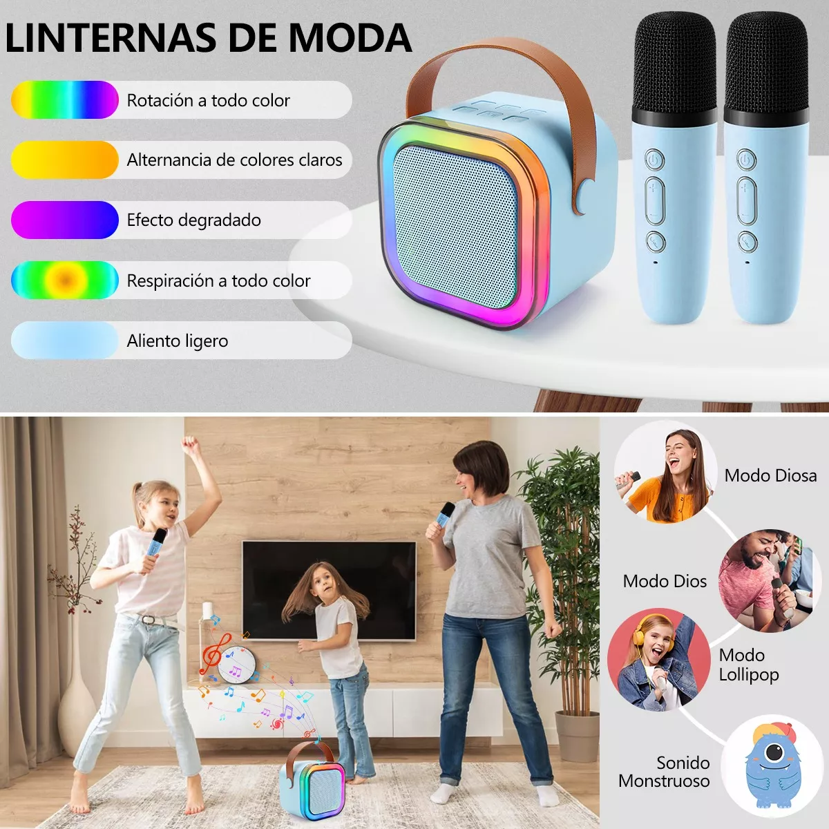 Karaoke Para Niños Con 2 Micrófonos Inalámbricos Y Bocina