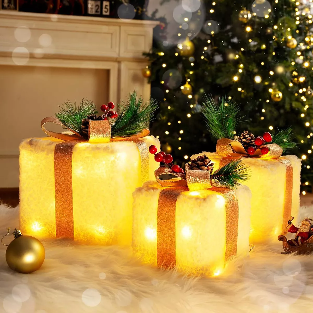 Cajas De Regalo Navidad Decoraci&oacute;n Para Interiores 60 Led