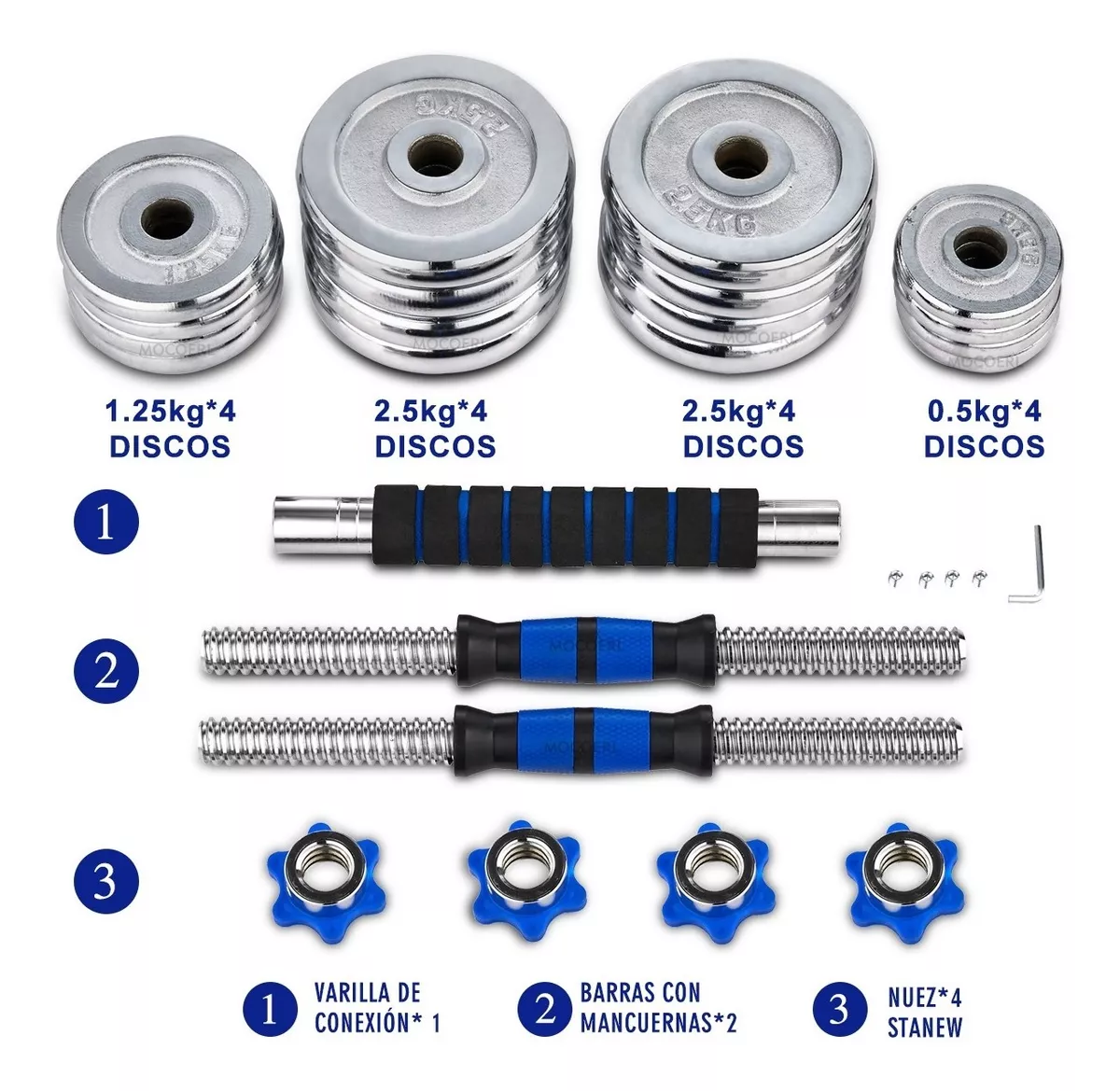kit De Mancuernas Barra Con Pesas Para Gimnasio, 30 Kg