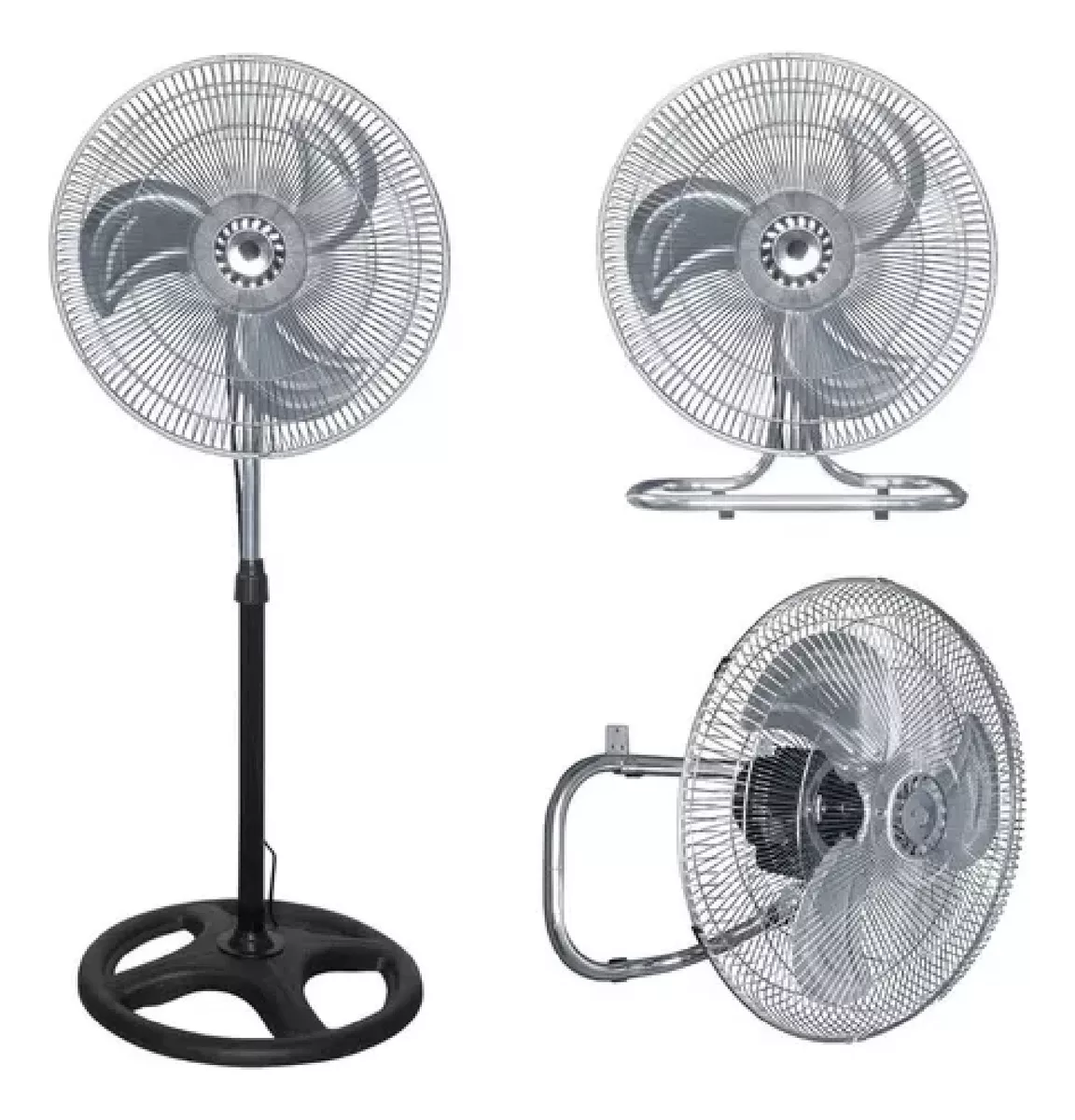 Ventilador 18 PuLG Pedestal Piso Pared 3 En 1 Aspas Met&aacute;lica