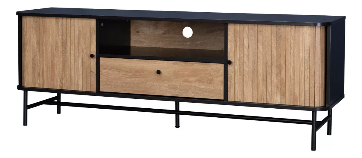Mueble De Tv Top Living Moderno Con Puertas Corredizas color Marr&oacute;n