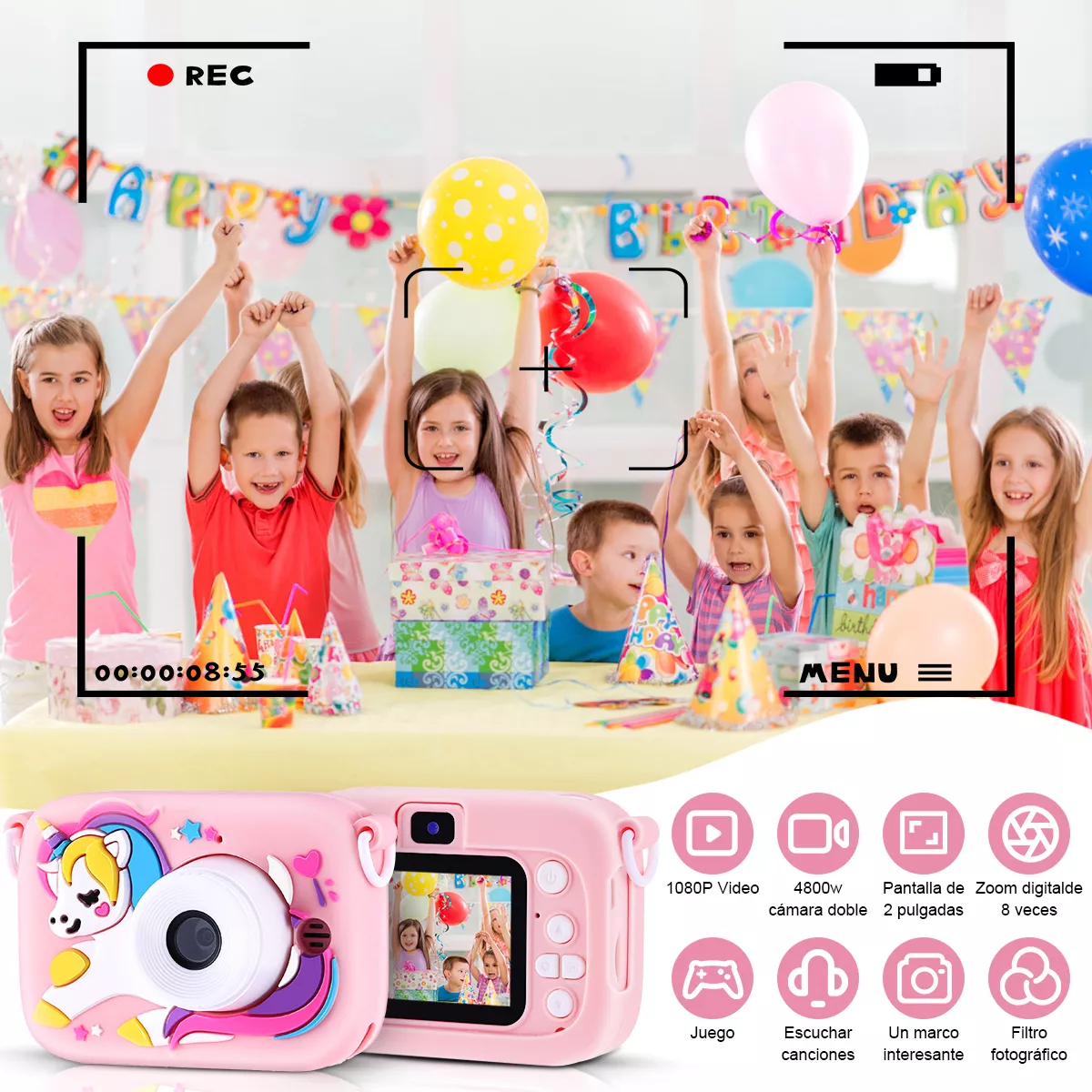Cámara Digital Niños Video Y Fotos 1080p Doble Lente 9600w