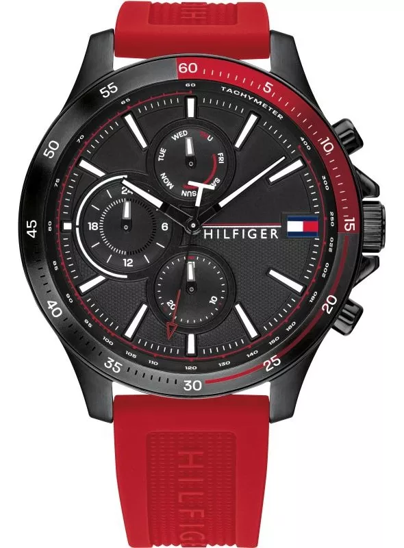 Reloj Tommy Hilfiger De Silicona Rojo Para Hombre1791722-b
