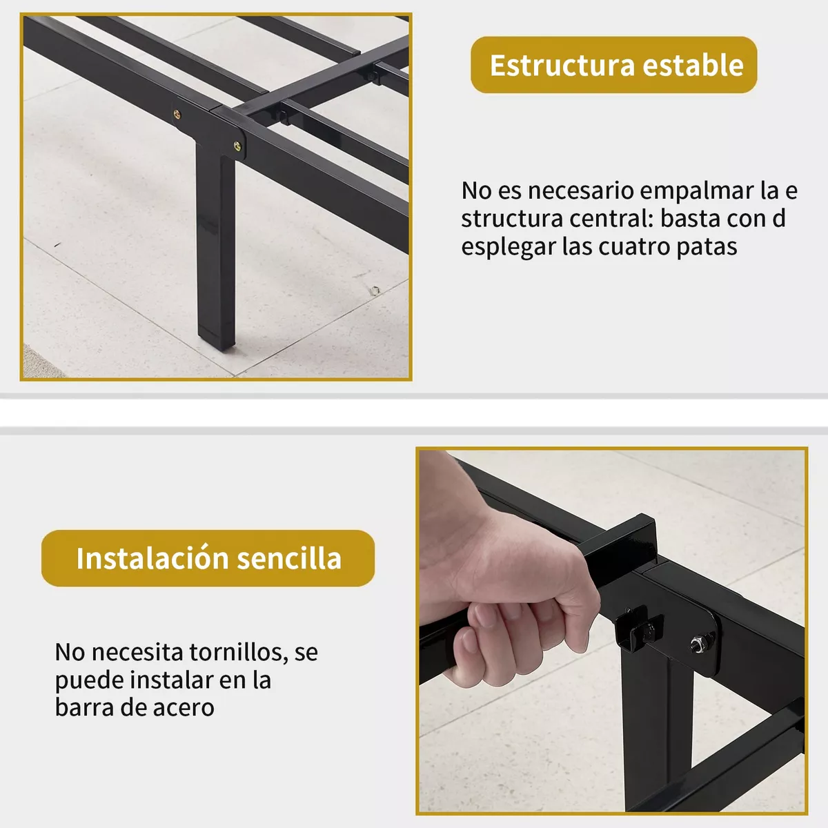 Base Cama Individual De Metal 14 Pulgadas 96*190.5*35.6cm