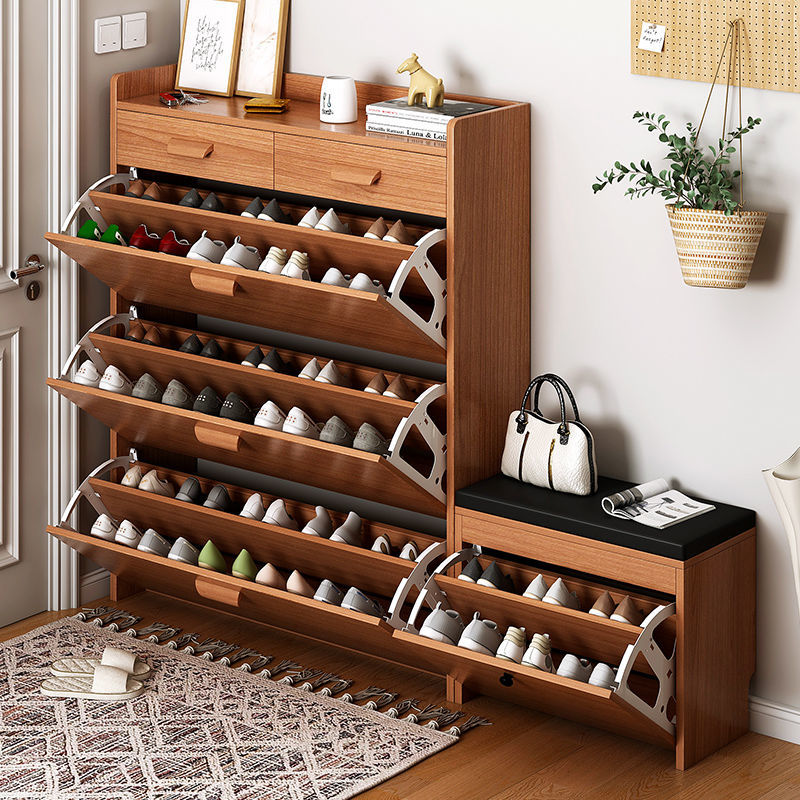 Zapatero plegable de gran capacidad con capacidad para 36 pares de zapatos con banco
