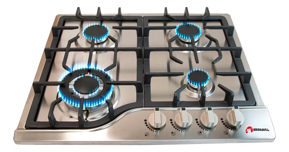 Parrilla Estufa 4 Quemadores Gas Acero Inoxidable Shorbull color Gris