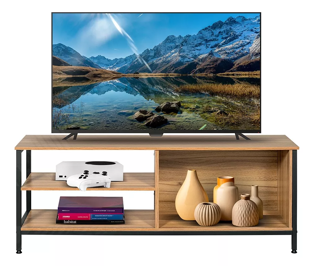 Mesa Para Tv Mueblana, Estante Organizador, Madera,120x30x48