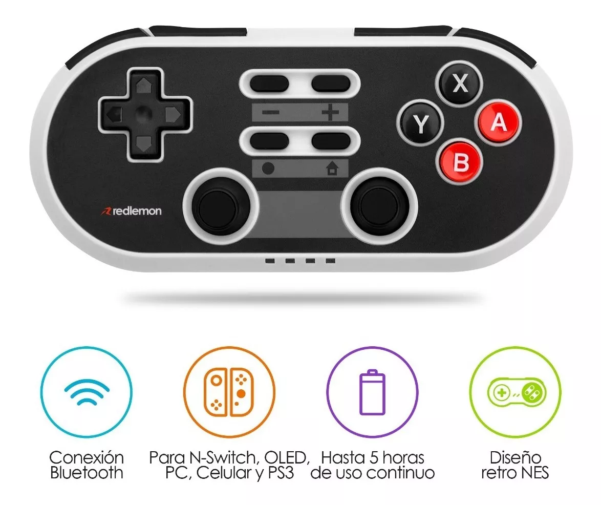 Control para Nintendo Switch Retro Inalámbrico con Diseño Clásico, Compatible con Switch, Switch Lite, Switch OLED, PC, Android y PS3, Conexión Bluetooth Hasta 10 Metros, Batería Recargable