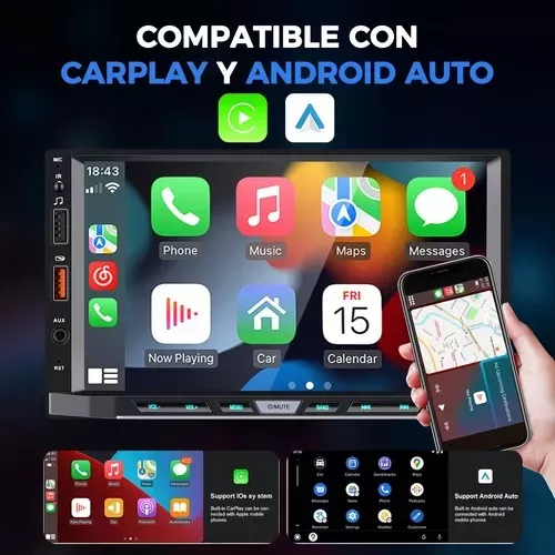 Autoestéreo Gearelec 2din Hd 4+64g Carplay Android Auto 7in bluetooth CARPLAY WIFI Radio FM Android GPS APP se puede instalar Cámara