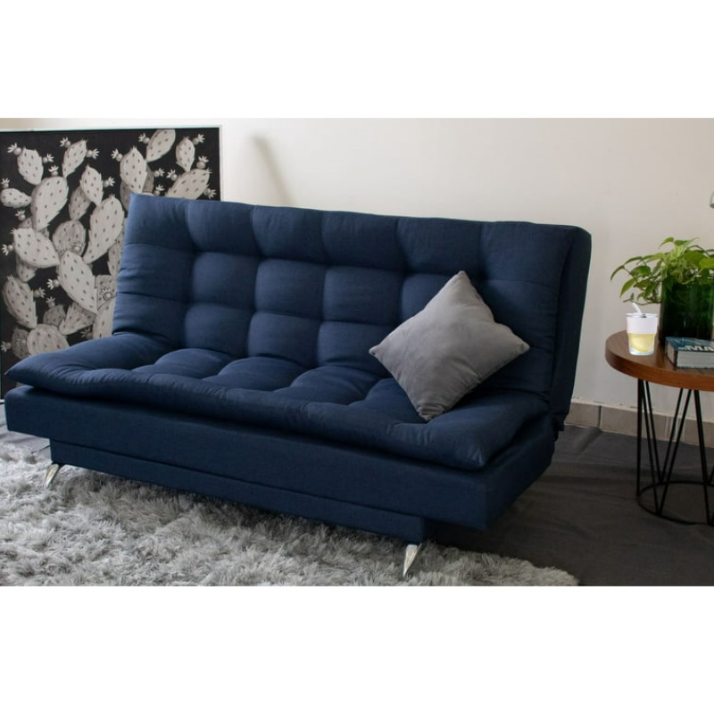 Sof&aacute; Cama Carmen Azul Denim M & E MUEBLES Matrimonial 3 Posiciones