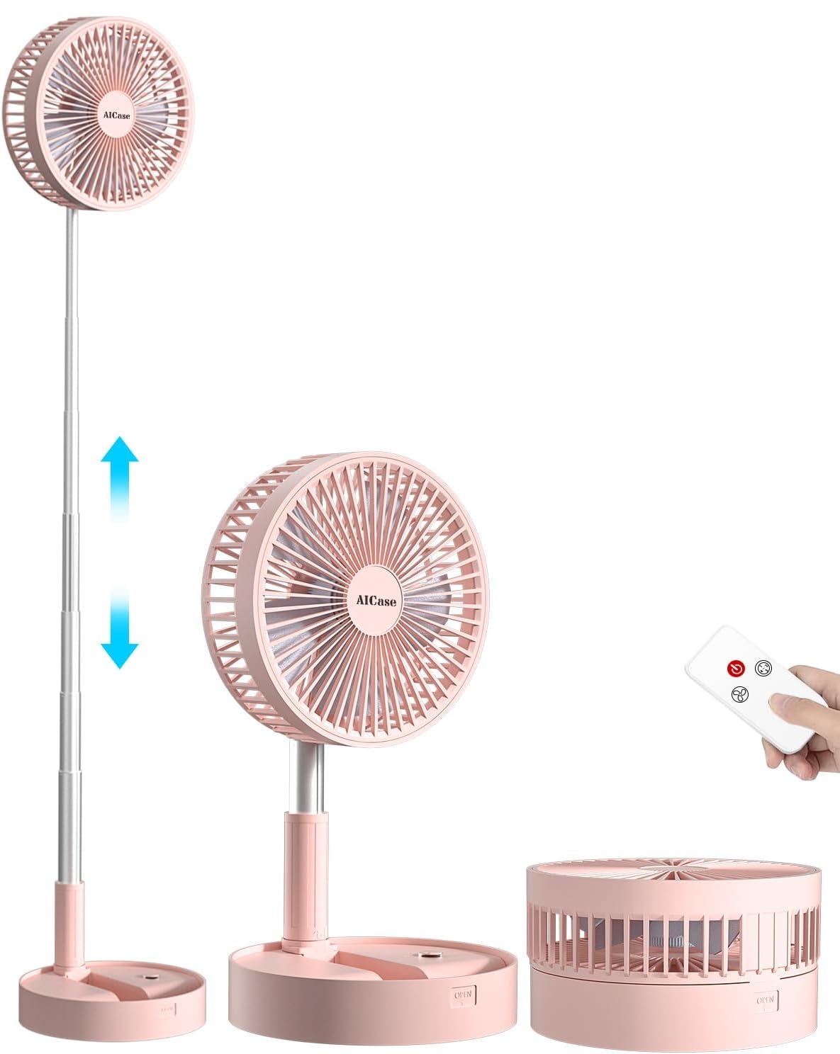 Ventilador retr&aacute;ctil port&aacute;til plegable AICase de 9,5 pulgadas