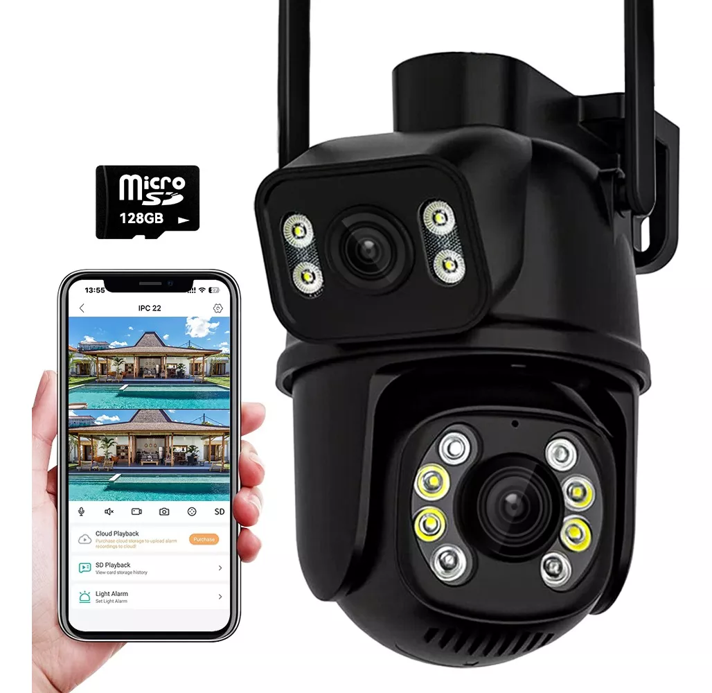 C&aacute;mara De Seguridad Wifi Exterior 8mp Con Tarjeta Sd De 128g